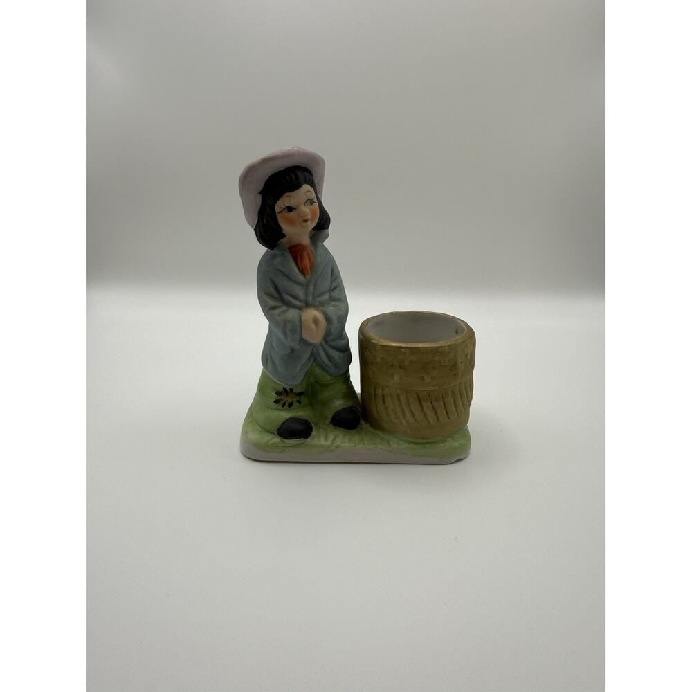 Vintage Porcelain Figurine Candle Holder Little Luvkins Jasco Hobo Girl - Picture 4 of 8